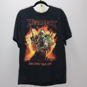 Megadeth Dystopia Tour 2017 Band T-Shirt Black Vintage‎ Look